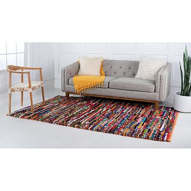 Unique Loom Multi-Striped Braided Chindi Rug