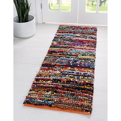 Unique Loom Multi-Striped Braided Chindi Rug