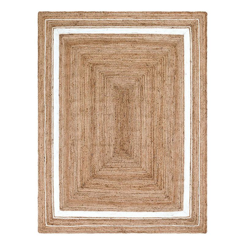 Unique Loom Gujarat Braided Jute Blend Rug, Beig/Green, 8Ft Rnd