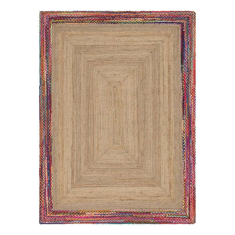 Unique Loom Manipur Braided Jute Blend Rug, Beig/Green, 6X9 Ft