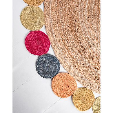 Unique Loom Circles Braided Jute Rug