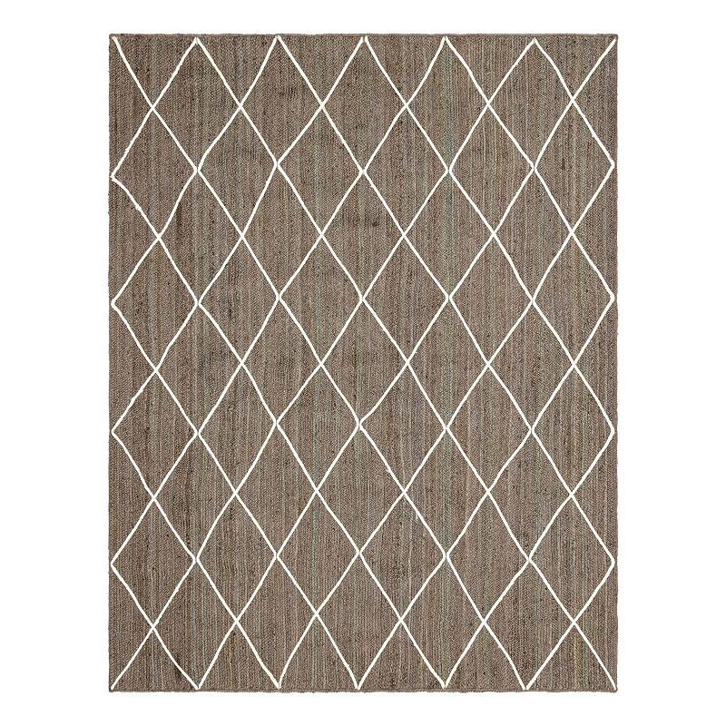 Unique Loom Braided Trellis Jute Rug, Grey, 2X8 Ft