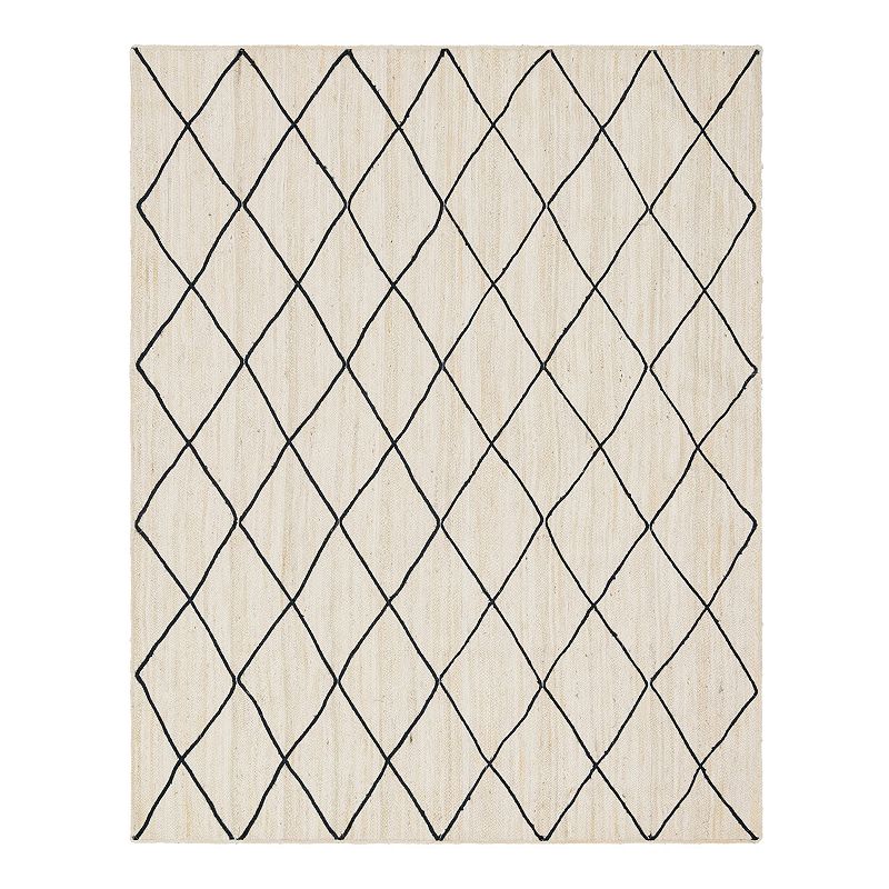 Unique Loom Braided Trellis Jute Rug, White, 9X12 Ft