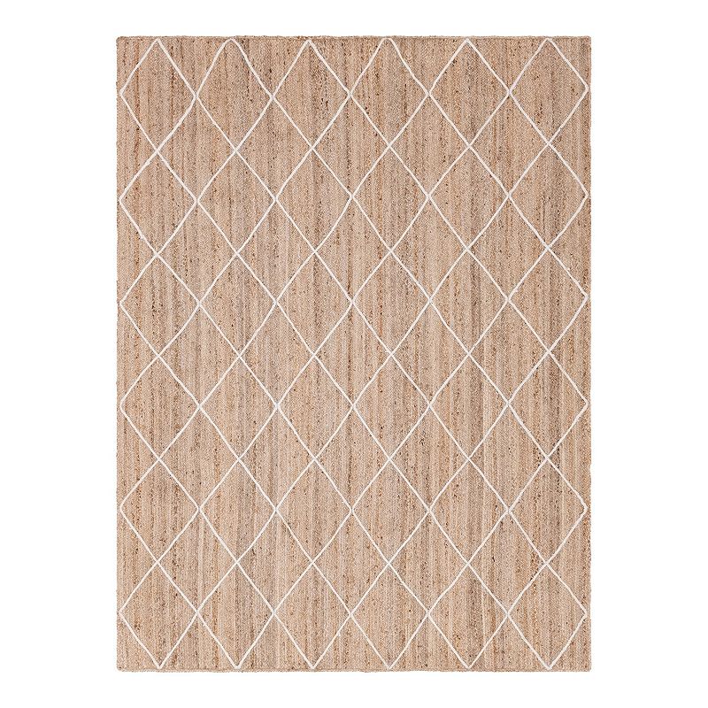 Unique Loom Braided Trellis Jute Rug, Beig/Green, 9X12 Ft