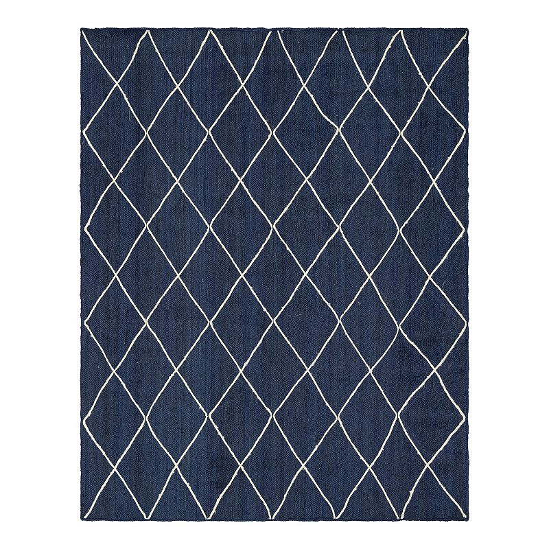 Unique Loom Braided Trellis Jute Rug, Blue, 5X8 Ft