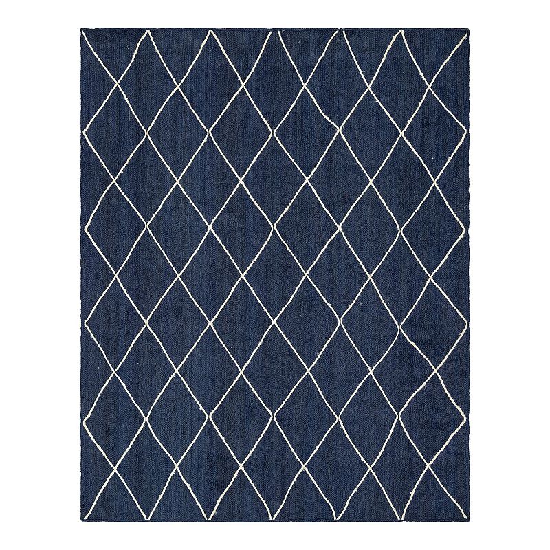 Unique Loom Braided Trellis Jute Rug, Blue, 9X12 Ft