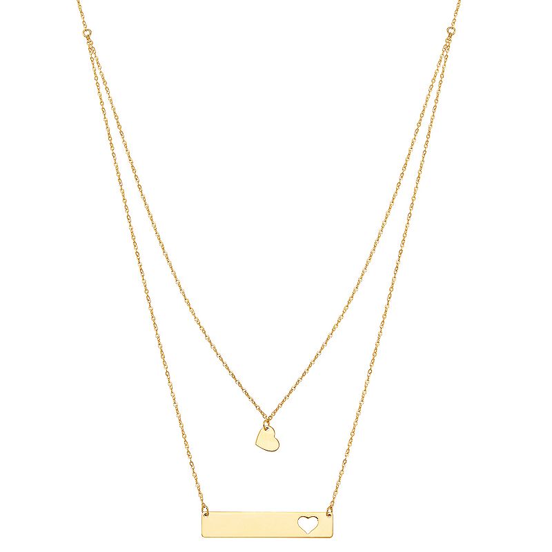 51105775 Everlasting Gold Double Layer Heart & Bar Necklace sku 51105775