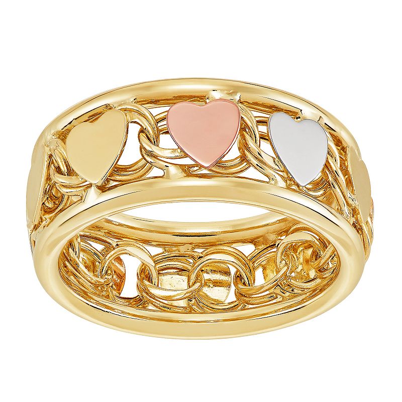 Everlasting Gold Tri-Tone Heart Ring, Womens, Size: 7
