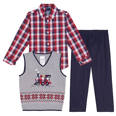 Toddler Boy IZOD 3 Piece Train Fairisle Sweater Vest Set