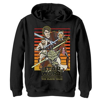 Boys 8-20 Star Wars: Clone Wars Jedi Group Shot Retro Line Graphic Fleece Hoodie