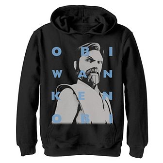 Boys 8-20 Star Wars: Clone Wars Obi-Wan Kenobi Text Overlay Graphic Fleece Hoodie