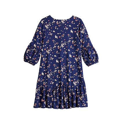 Girls 7-16 & Plus Size Three Pink Hearts Lantern Sleeve Dress with ...