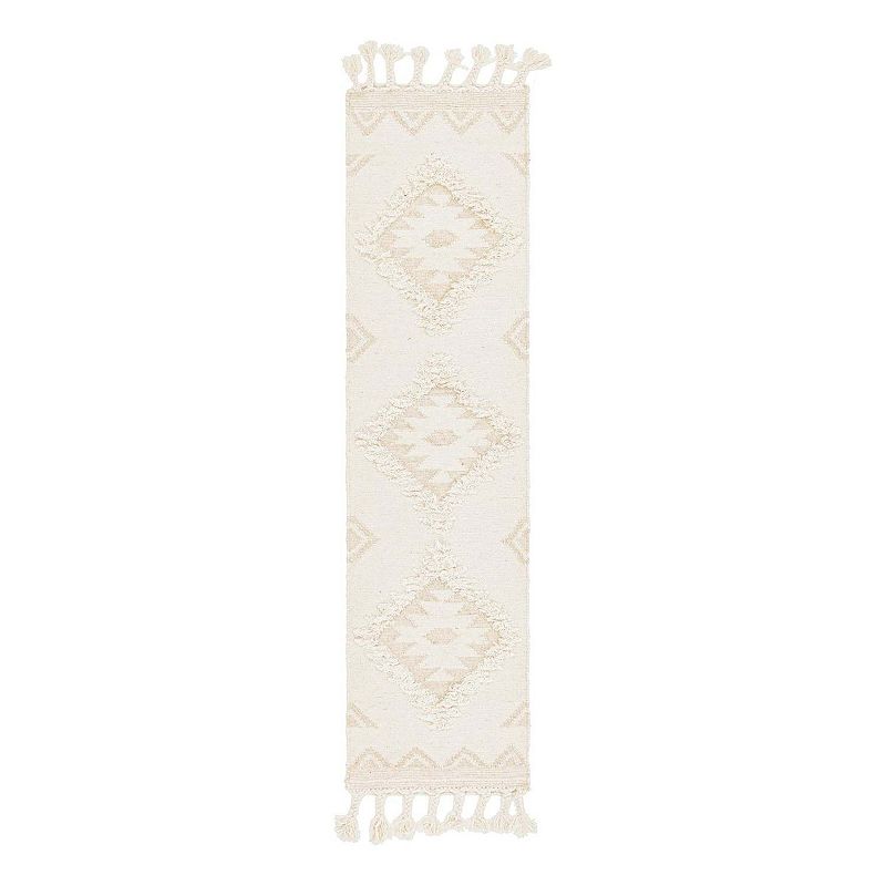 Unique Loom Mesa Jute Blend Rug, White, 2X8 Ft