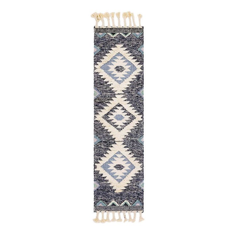 Unique Loom Mesa Jute Blend Rug, Blue, 2X8 Ft