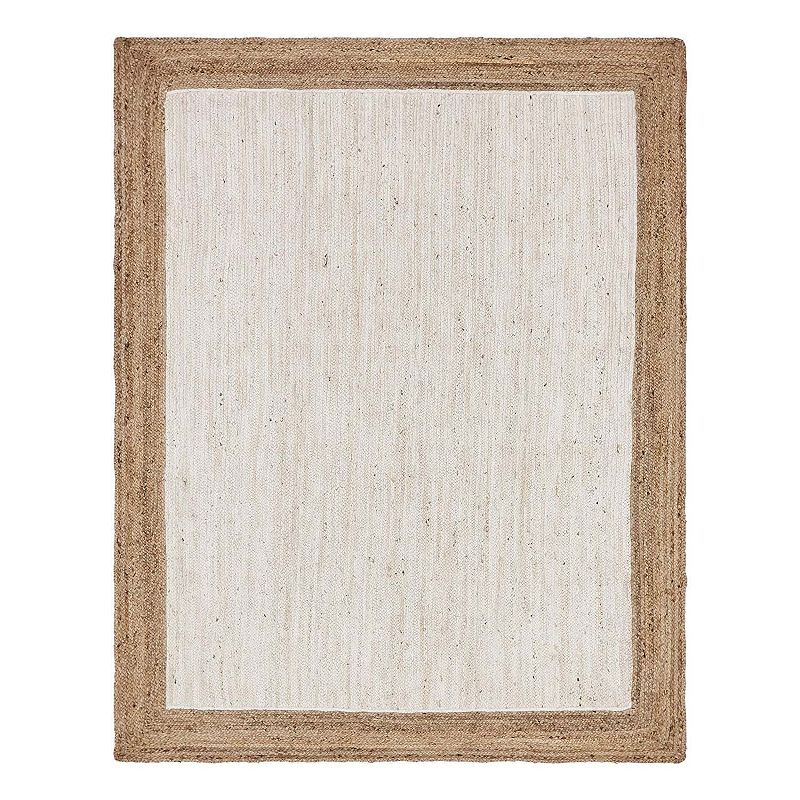 Unique Loom Goa Braided Jute Blend Rug, White, 9X12 Ft