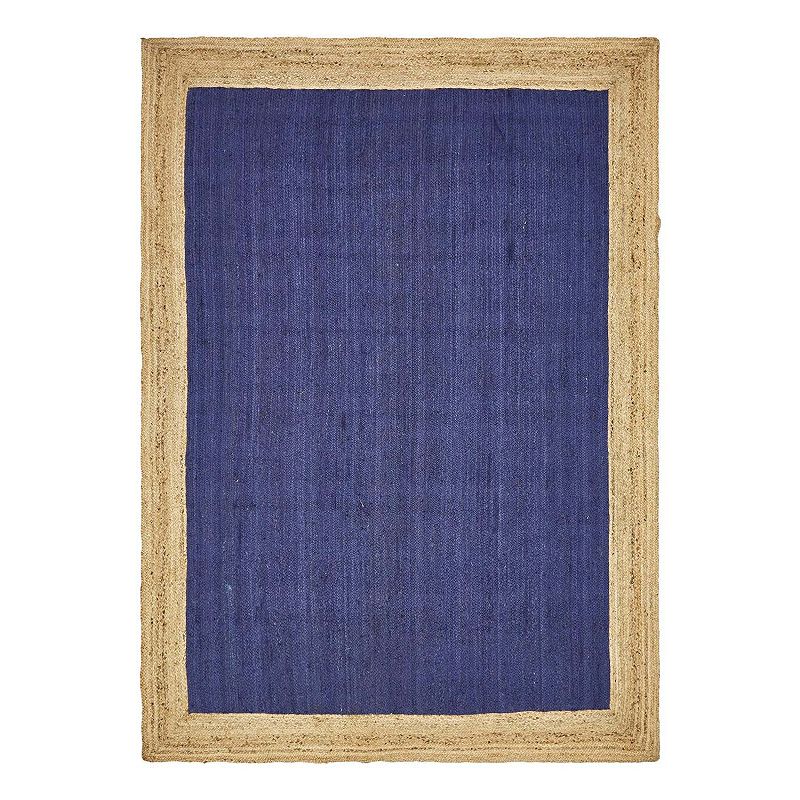 Unique Loom Goa Braided Jute Blend Rug, Blue, 4X6 Ft