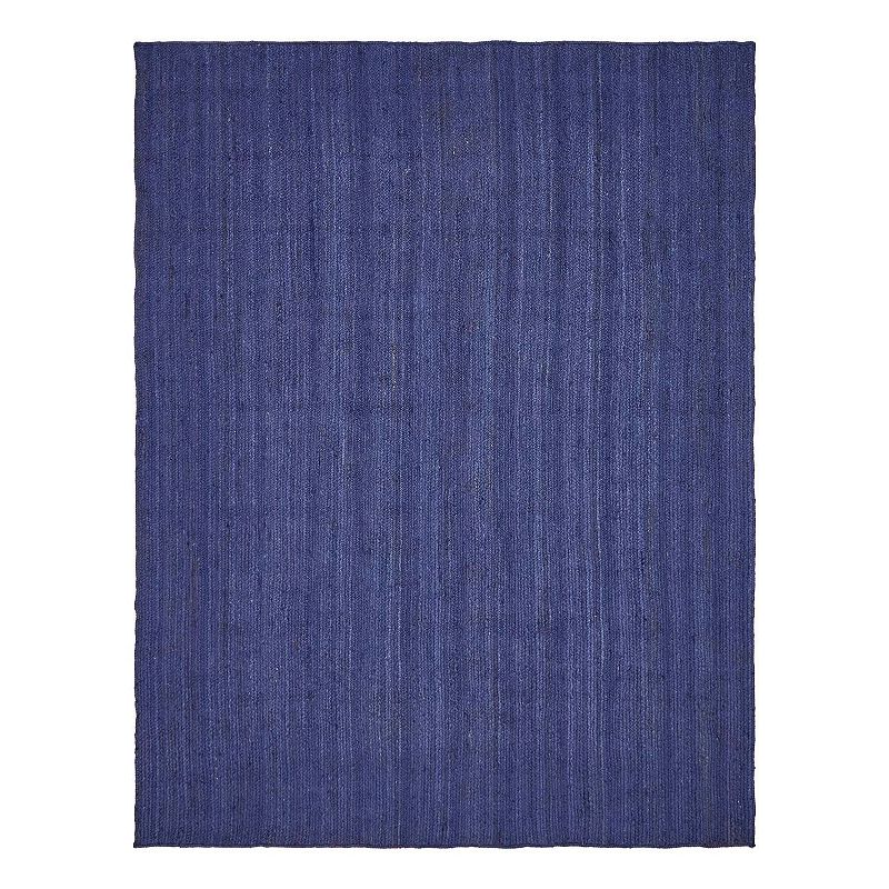 Unique Loom Dhaka Braided Jute Rug, Blue, 5X8 Ft