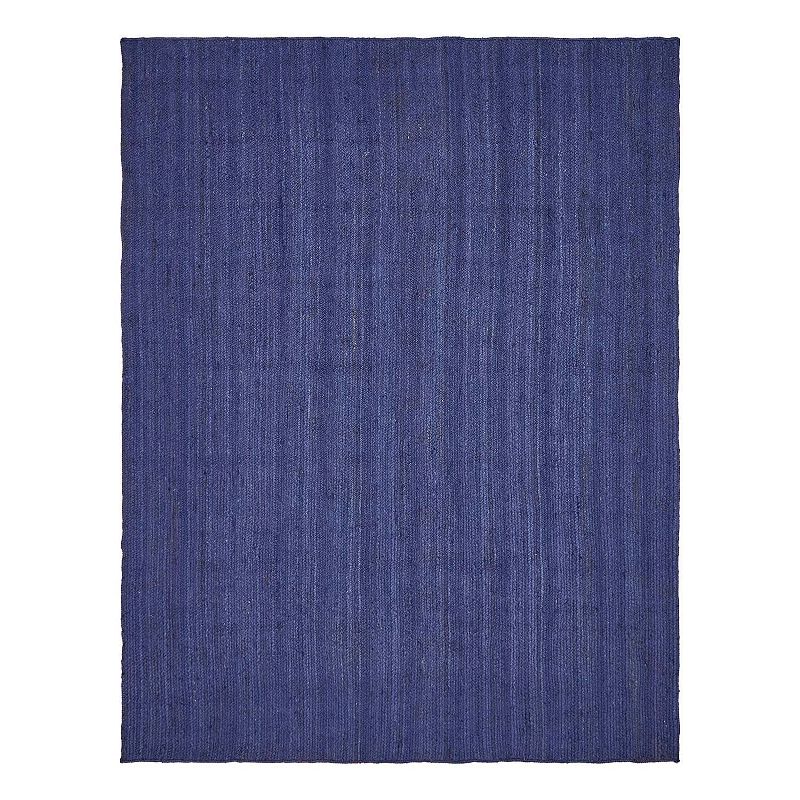 Unique Loom Dhaka Braided Jute Rug, Blue, 9X12 Ft