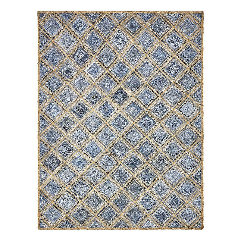 Unique Loom Bengal Braided Jute Rug, Blue, 5X8 Ft