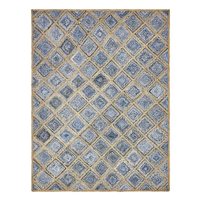 Unique Loom Bengal Braided Jute Rug, Blue, 9X12 Ft