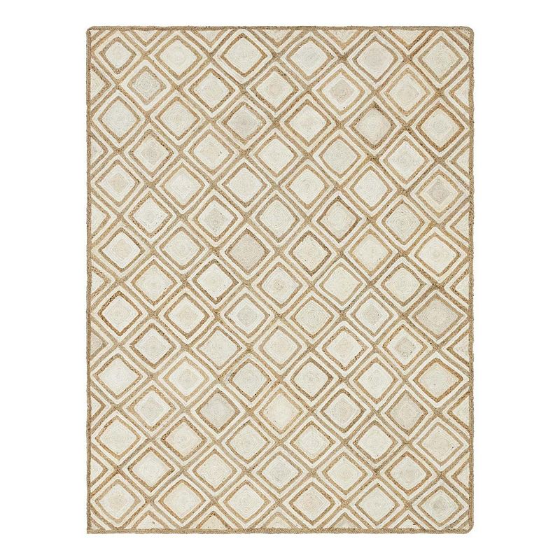 Unique Loom Bengal Braided Jute Rug, White, 9X12 Ft