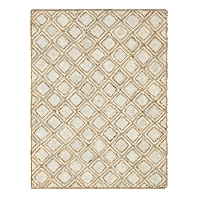 Unique Loom Bengal Braided Jute Rug, White, 9X12 Ft