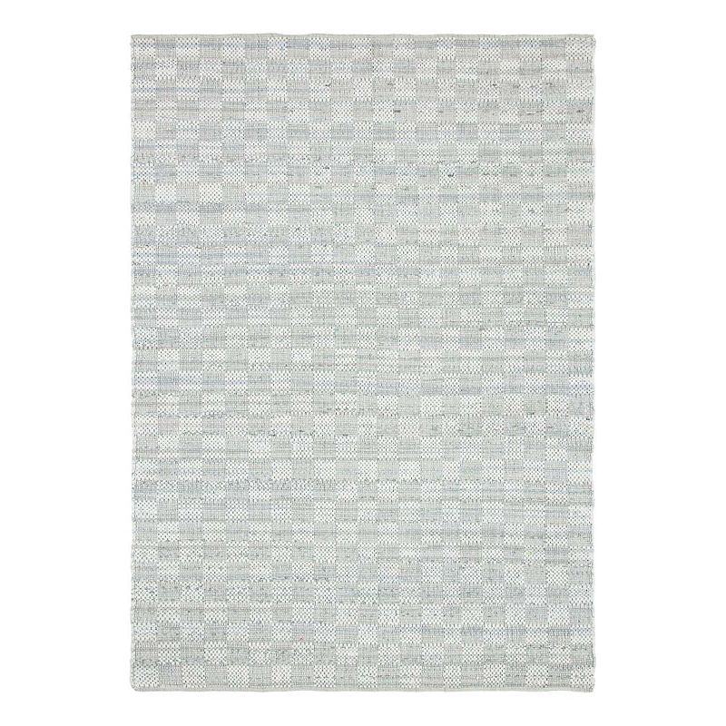 Unique Loom Checkered Chindi Rug, White, 8X10 Ft