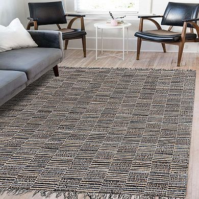 Unique Loom Checkered Chindi Jute Rug