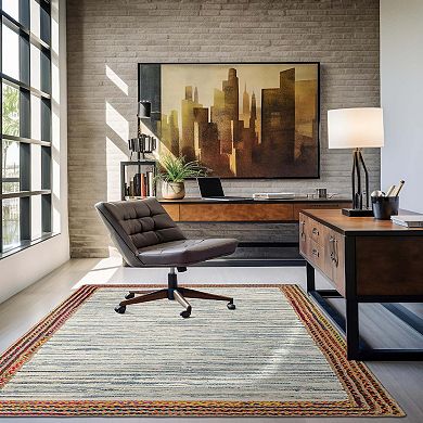 Unique Loom Striped Chindi Jute Rug