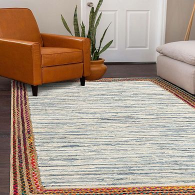Unique Loom Striped Chindi Jute Rug