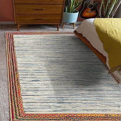 Unique Loom Striped Chindi Jute Rug