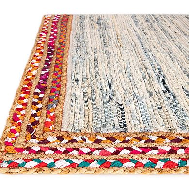 Unique Loom Striped Chindi Jute Rug