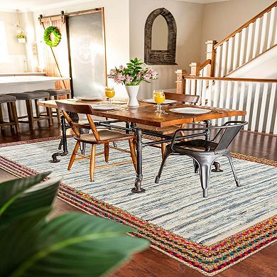 Unique Loom Striped Chindi Jute Rug