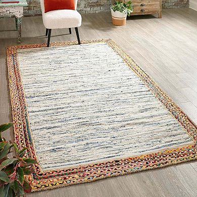 Unique Loom Striped Chindi Jute Rug