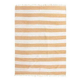 Unique Loom Striped Chindi Jute Blend Rag Rug