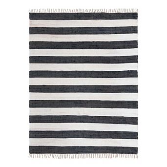 Unique Loom Striped Chindi Jute Blend Rag Rug