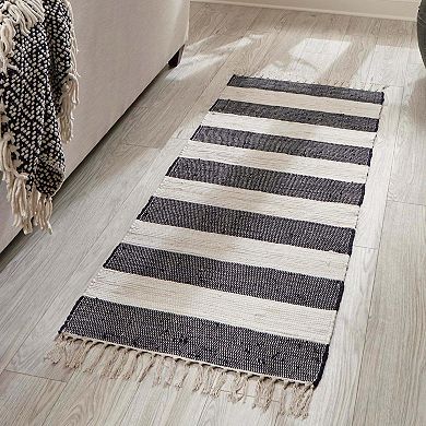 Unique Loom Striped Chindi Rag Rug