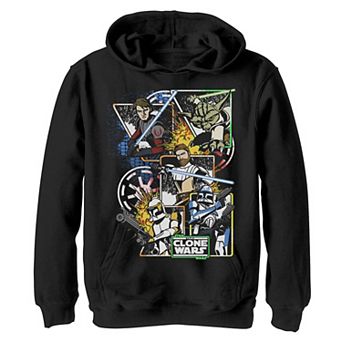 Boys 8-20 Star Wars: The Clone Wars Group Shot Comic Panels Graphic Hoodie