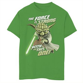 Boys 8-20 Star Wars Clone Wars Yoda Force Is Strong Graphic Tee