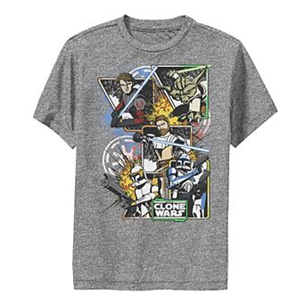 Boys 8-20 Star Wars: The Clone Wars Group Shot Comic Panels Performance Graphic Tee