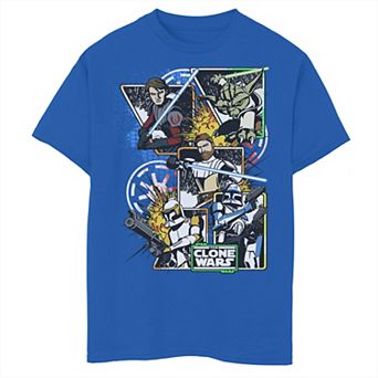 Boys 8-20 Star Wars: The Clone Wars Group Shot Comic Panels Graphic Tee