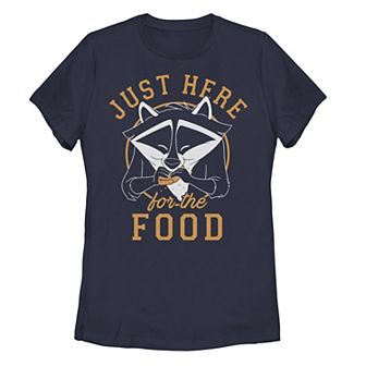 Juniors' Disney's Pocahontas Meeko Just Here For The Food Portrait Tee