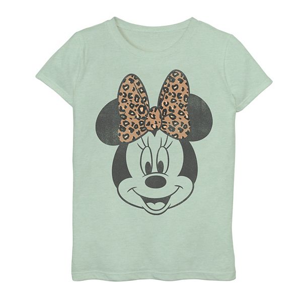 girls 7 16 disney minnie mouse leapord print bow portrait graphic tee