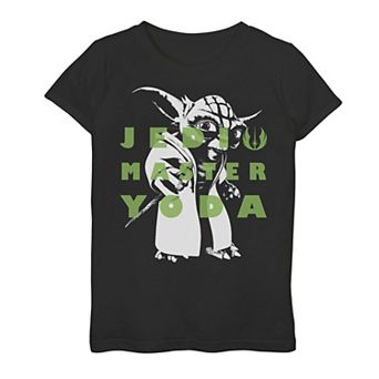 Girls 7-16 Star Wars: Clone Wars Yoda Jedi Master Text Overlay Graphic Tee