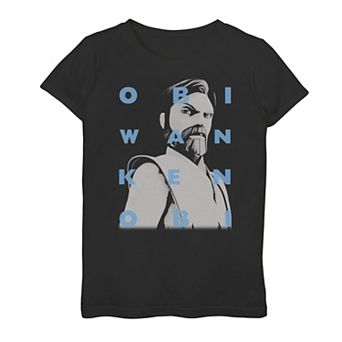 Girls 7-16 Star Wars: Clone Wars Obi-Wan Kenobi Text Overlay Graphic Tee