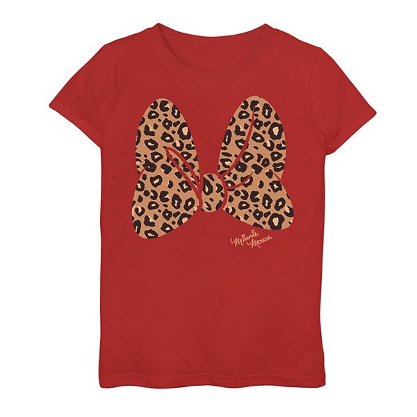 girls 7 16 disney minnie mouse leopard print bow graphic tee
