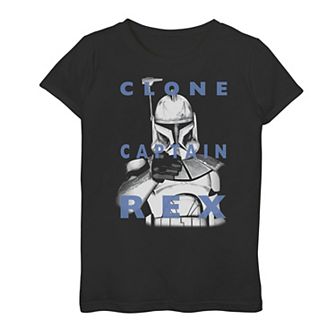 Girls 7-16 Star Wars: Clone Wars Clone Captain Rex Text Overlay Graphic Tee