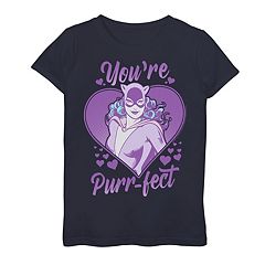 Girls 7-16 DC Comics Valentine's Day Catwoman You're Purr-fect Graphic Tee