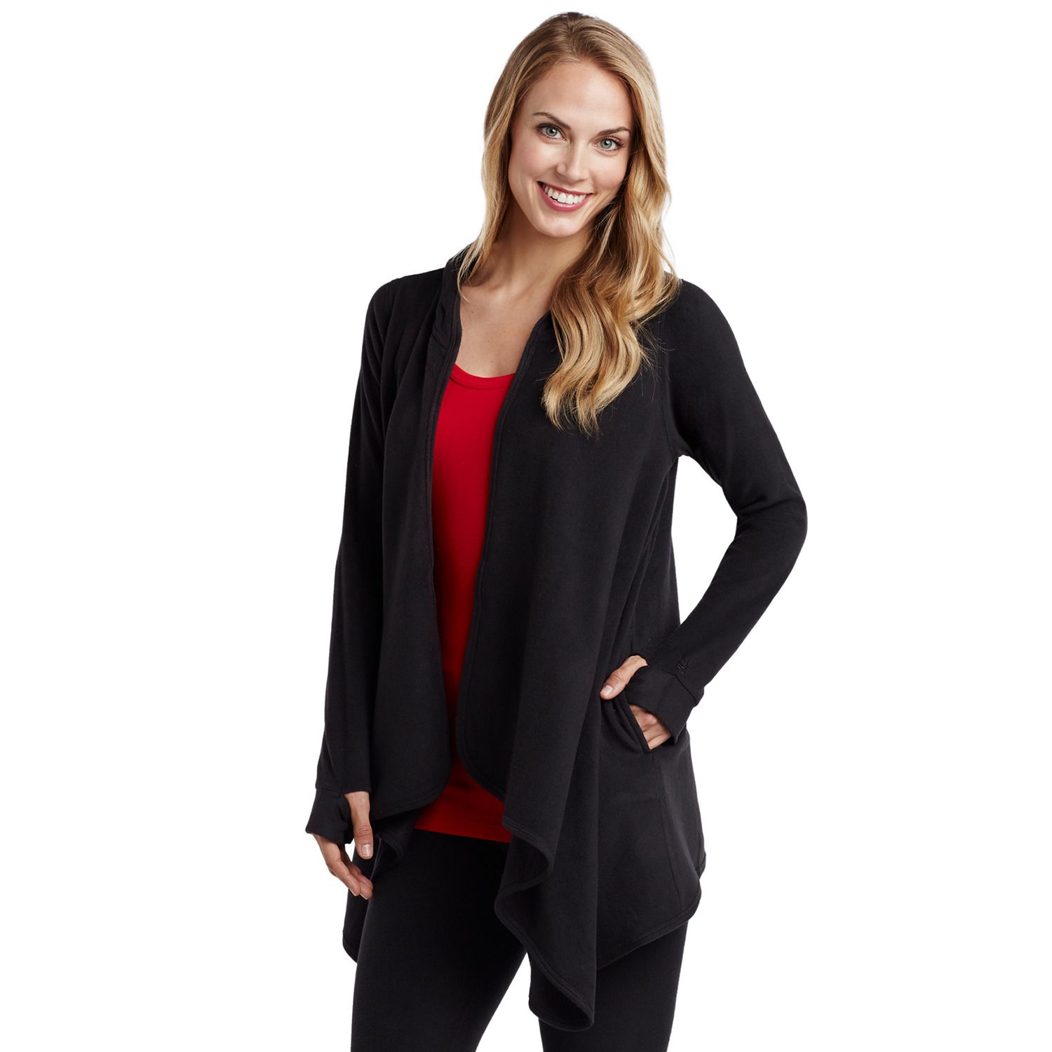 plus size cuddl duds fleece hooded wrap cardigan