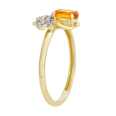 10k Gold 1/6 Carat T.W. Diamond Citrine Bee Ring